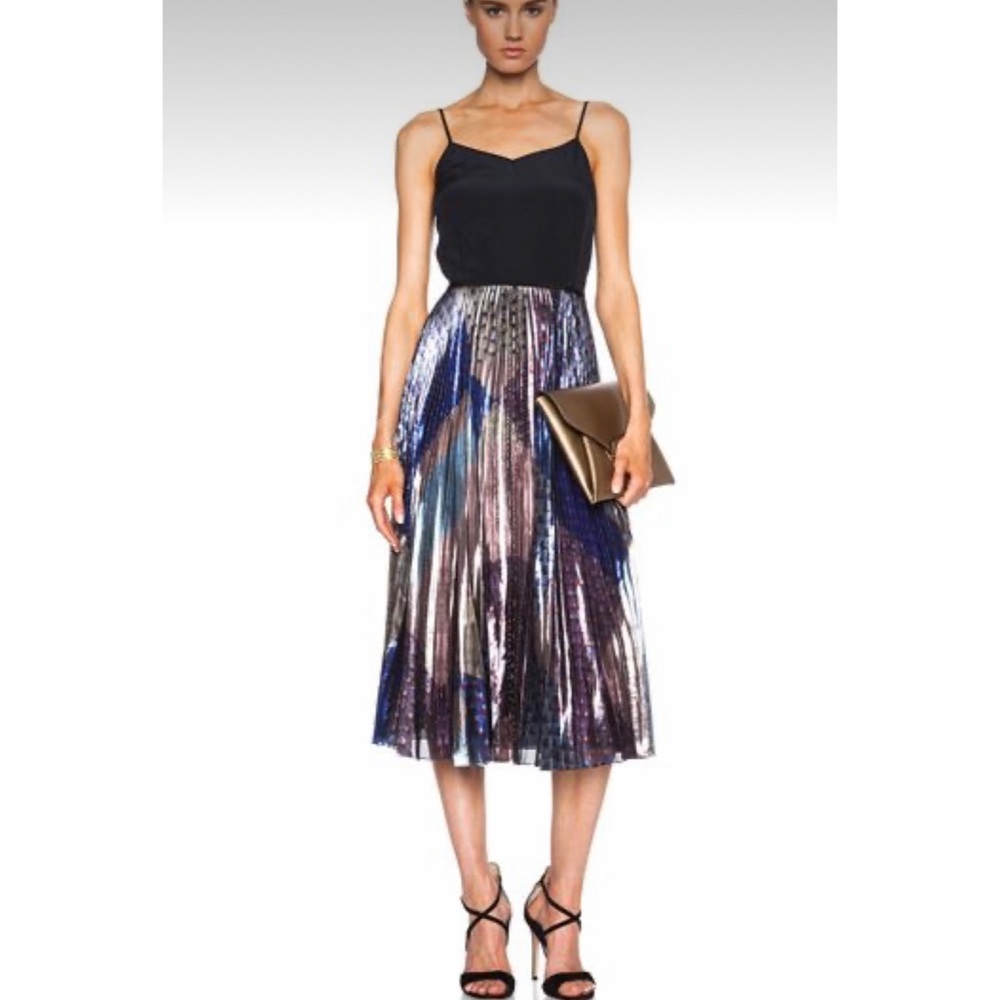 Victoria Beckham Metallic Pleated Midi Dress